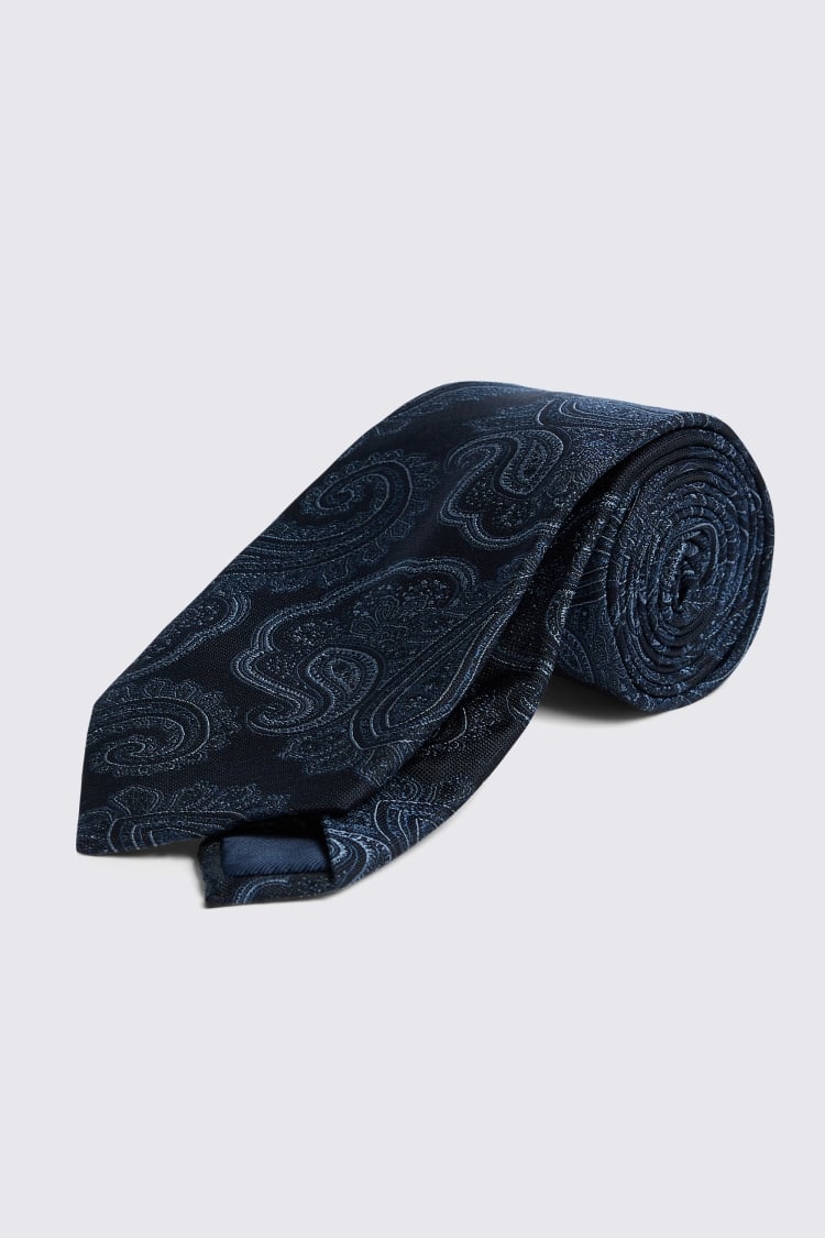 Navy & Brown Paisley Tie