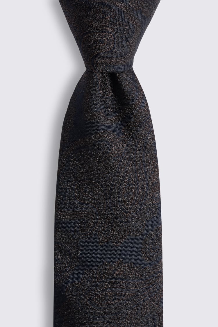 Chocolate & Navy Paisley Tie