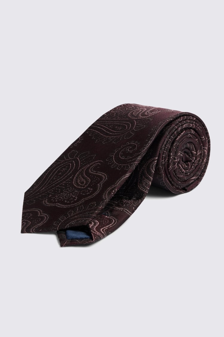 Burgundy & Navy Paisley Tie