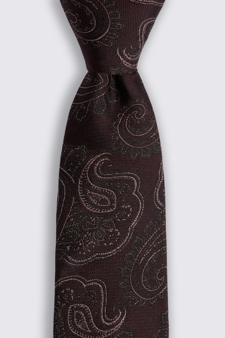 Burgundy & Navy Paisley Tie