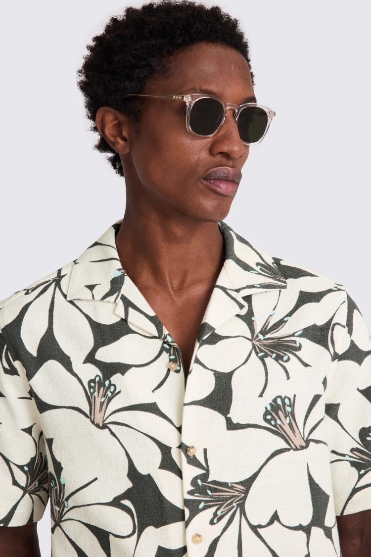 Green Cuban Floral Print Shirt