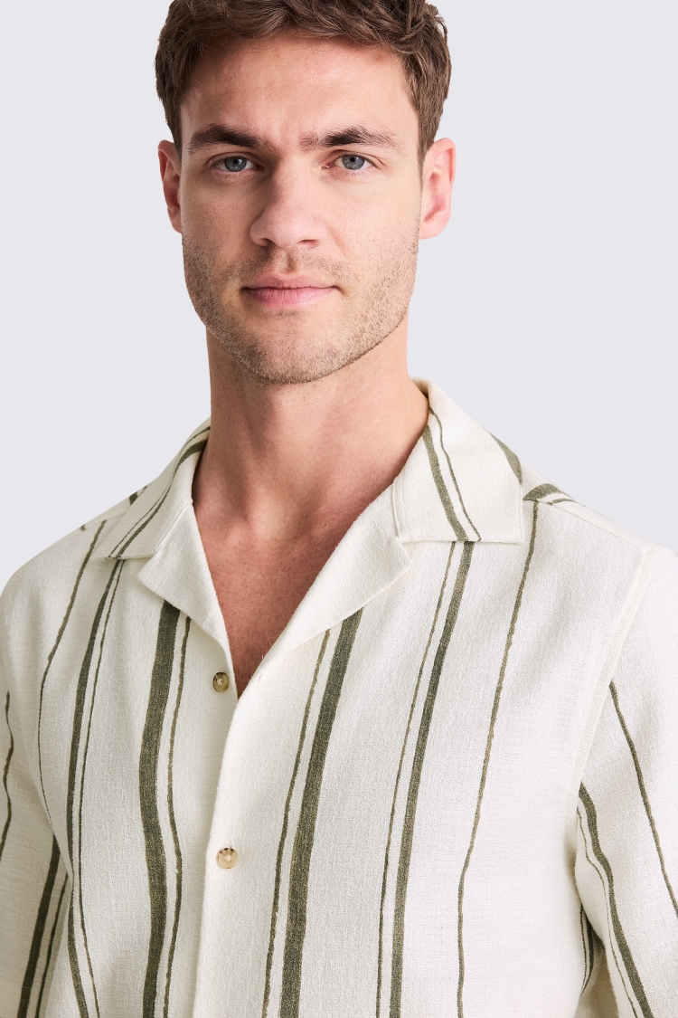 Khaki Cuban Stripe Shirt