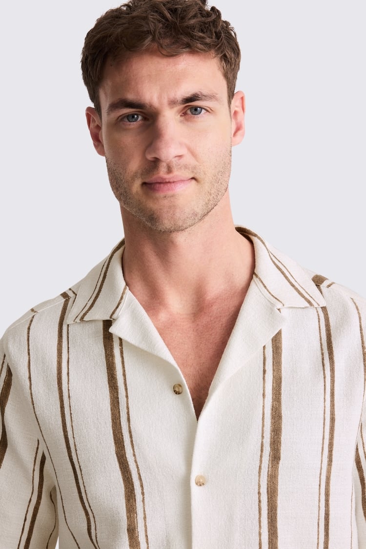 Taupe Cuban Stripe Shirt