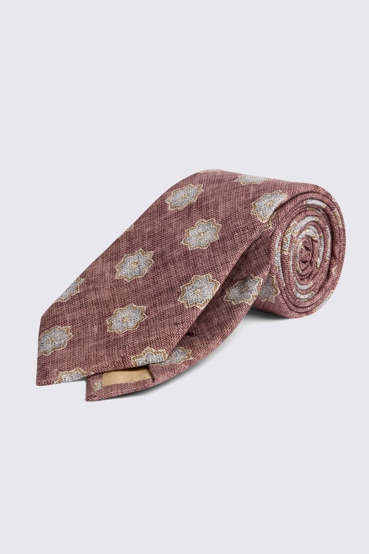 Bottinelli Dusty Pink Silk Geometric Tie