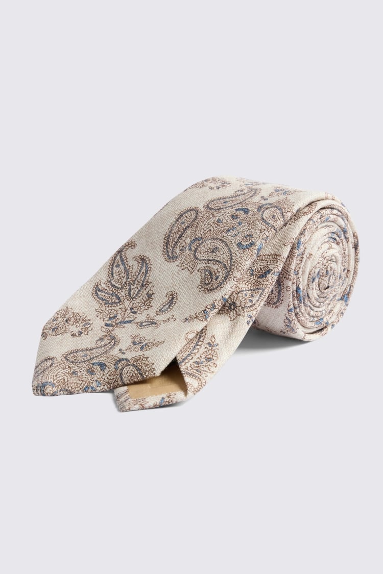 Bottinelli Neutral Silk Paisley Tie