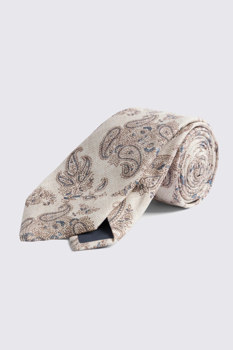 Bottinelli White & Blue Silk Paisley Tie