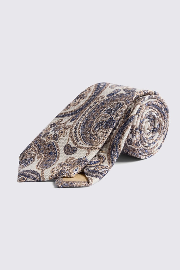 Bottinelli White & Blue Silk Paisley Tie