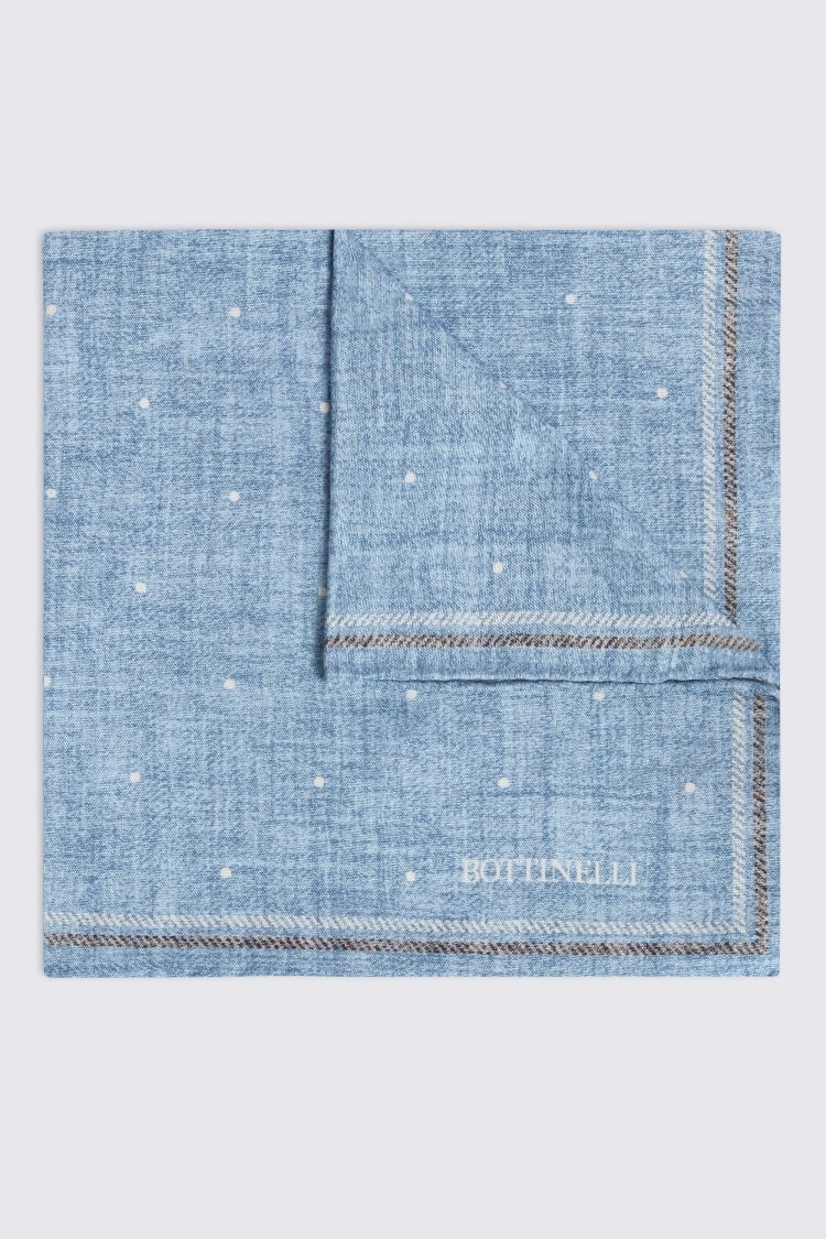 Bottinelli Blue Silk Polka Dot Pocket Square