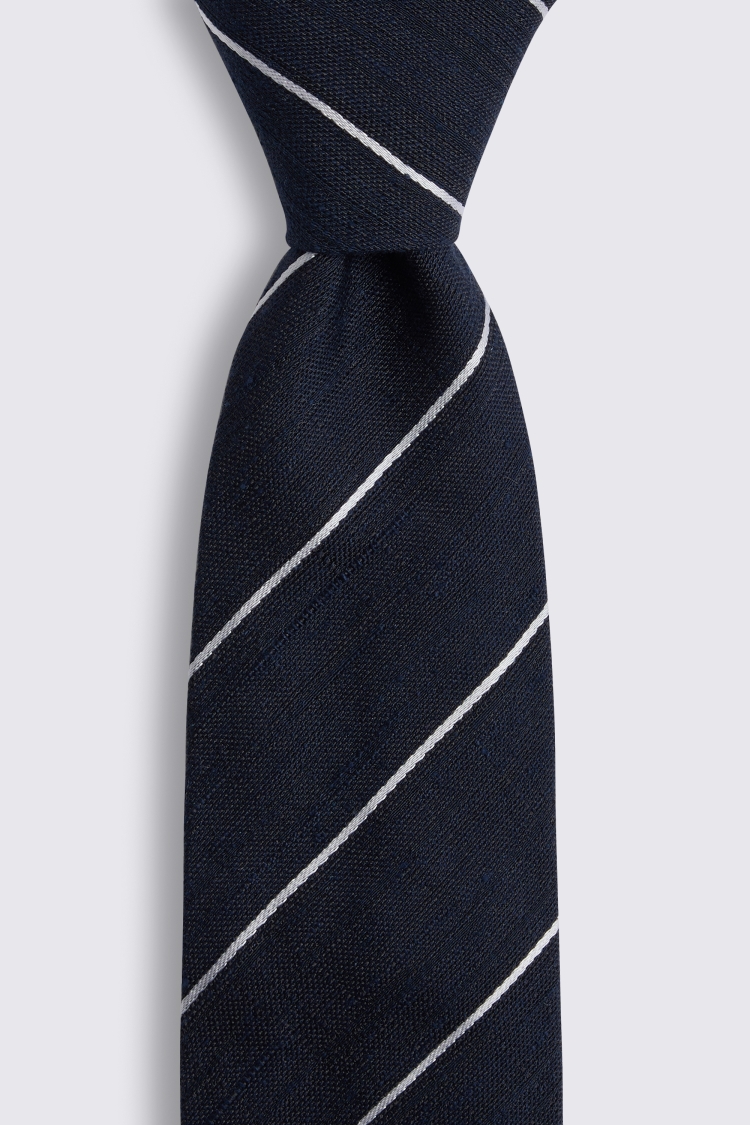 Bottinelli Navy Slub Striped Tie