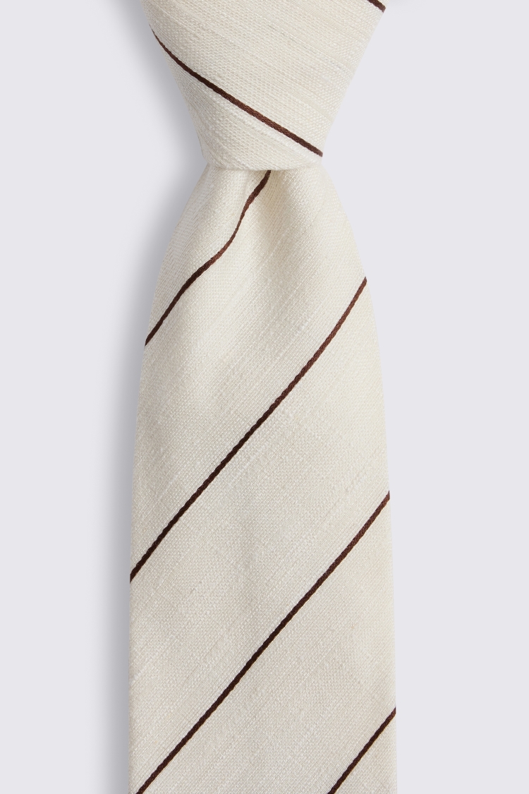 Bottinelli Ecru Slub Striped Tie
