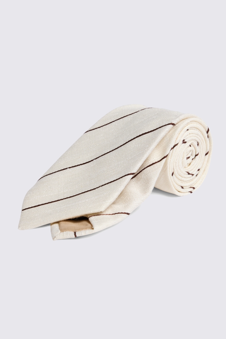 Bottinelli Ecru Slub Striped Tie