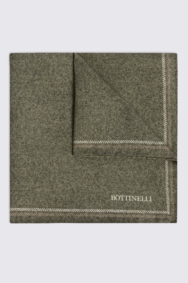 Bottinelli Sage Semi Plain Pocket Square