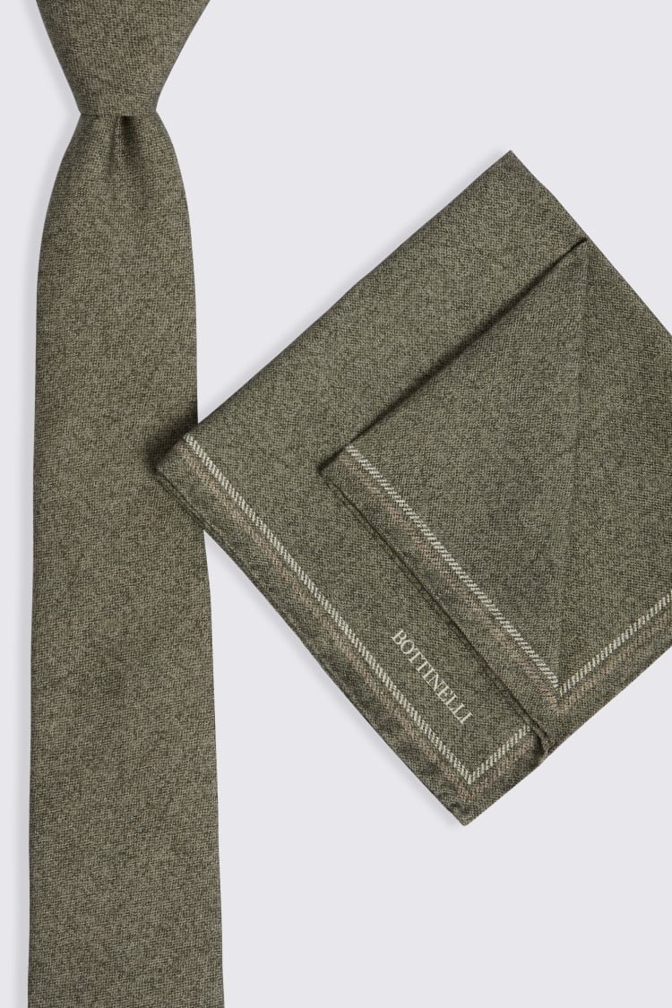 Bottinelli Sage Semi Plain Pocket Square