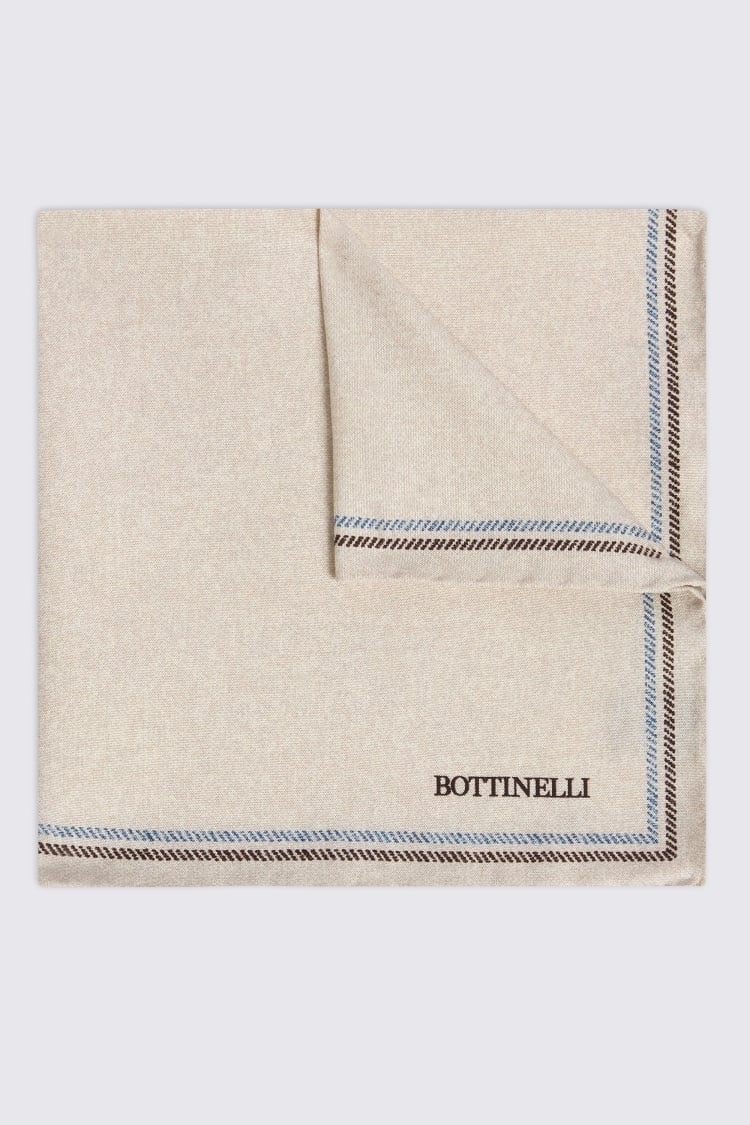 Bottinelli Neutral Semi Plain Pocket Square