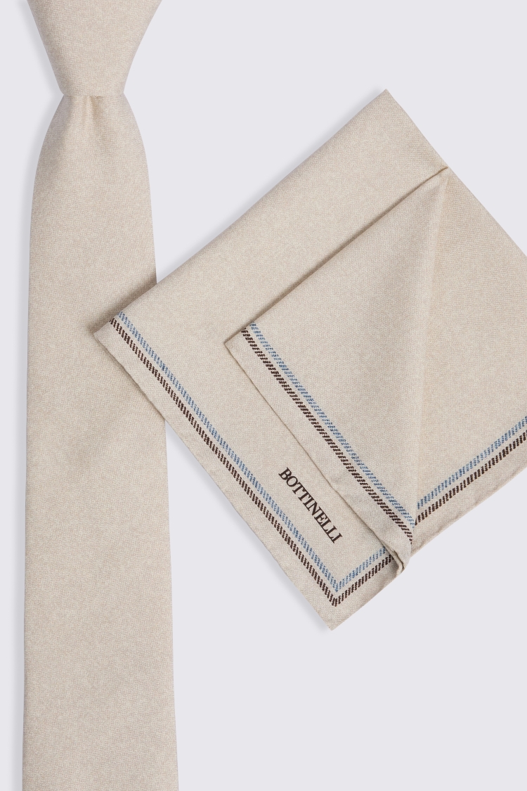 Bottinelli Neutral Semi Plain Pocket Square