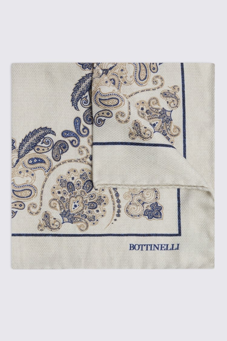 Bottinelli Neutral Paisley Pocket Square