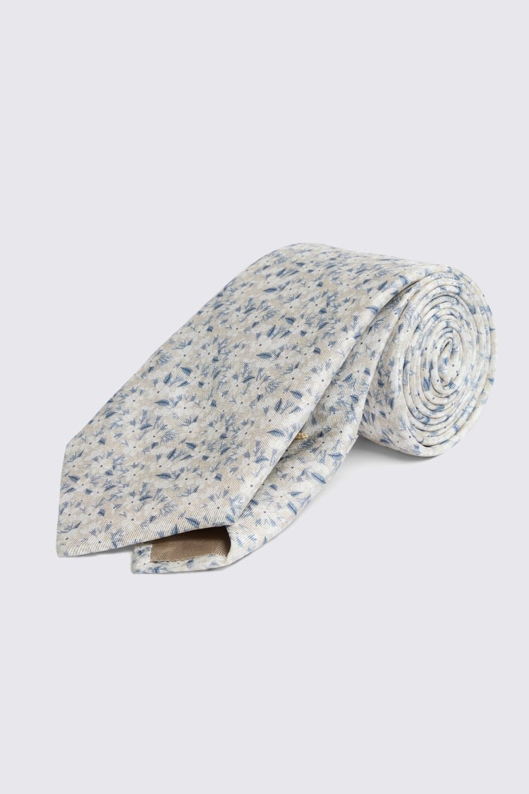 Italian Off White Ditsy Floral Tie