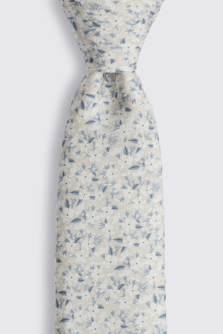 Italian Off White Ditsy Floral Tie