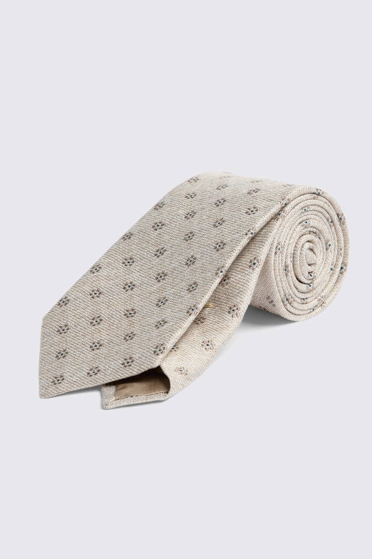 Italian Light Brown Ditsy Floral Tie