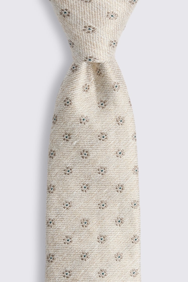 Italian Light Brown Ditsy Floral Tie