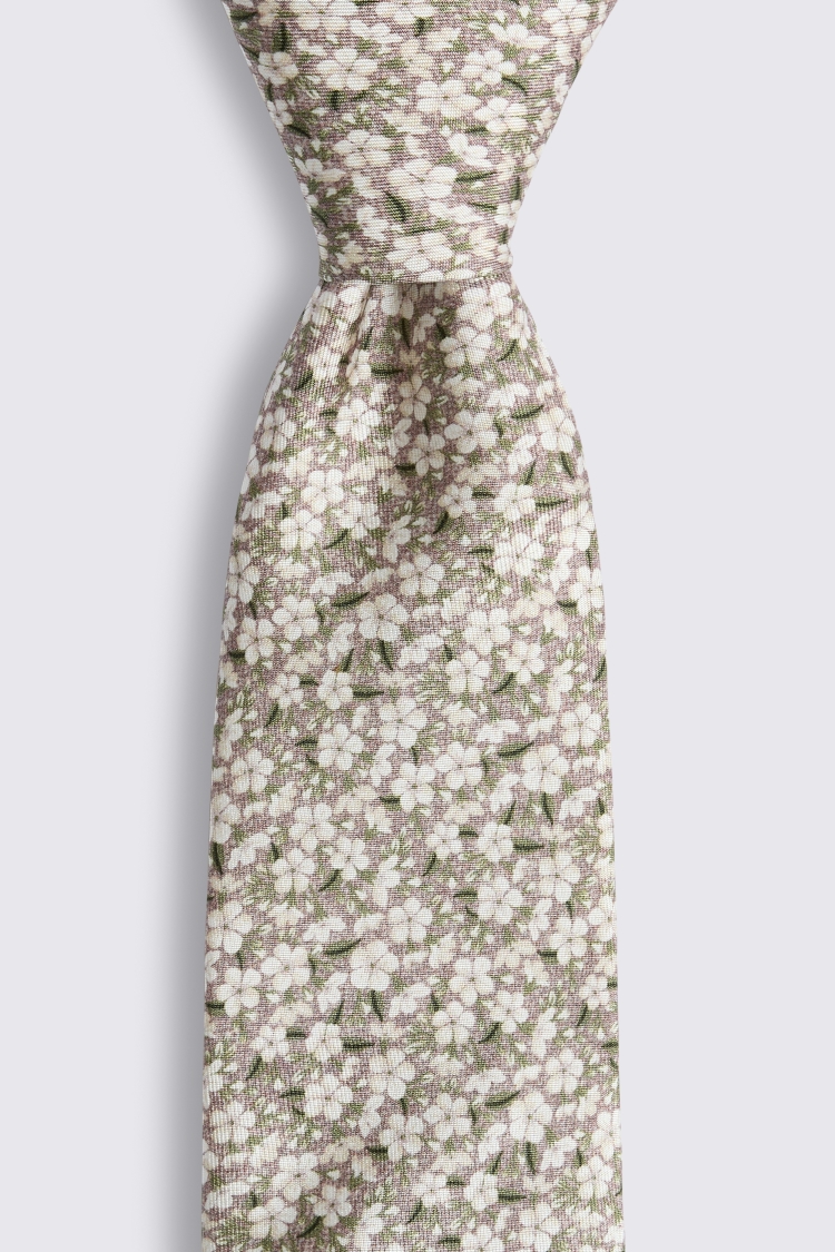 Italian Dusty Pink Ditsy Floral Tie