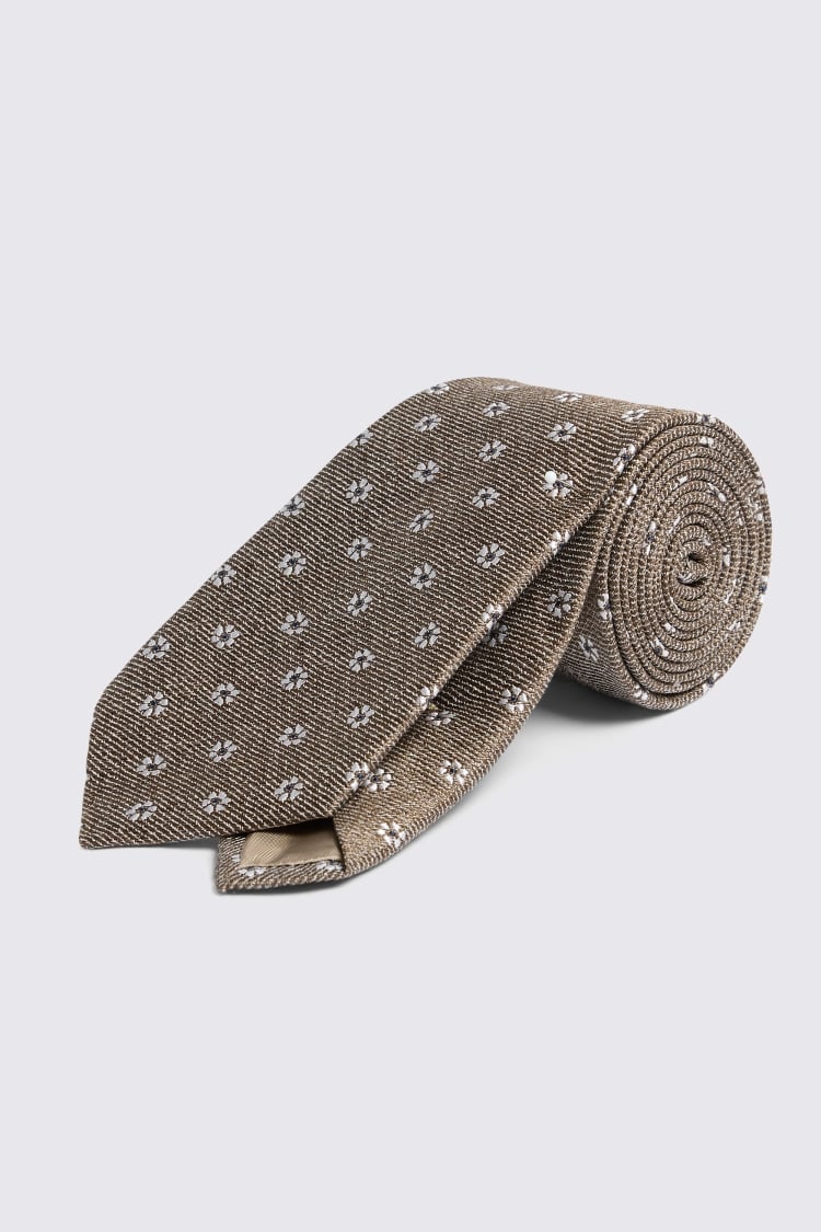 Italian Neutral Ditsy Floral Tie