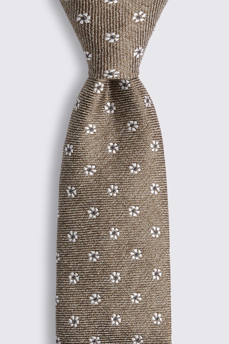 Italian Neutral Ditsy Floral Tie