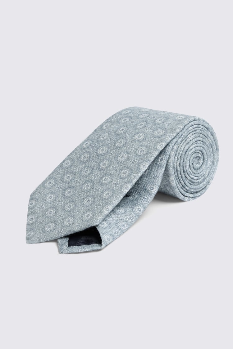 Italian Mid Blue Textured Geometric Tie