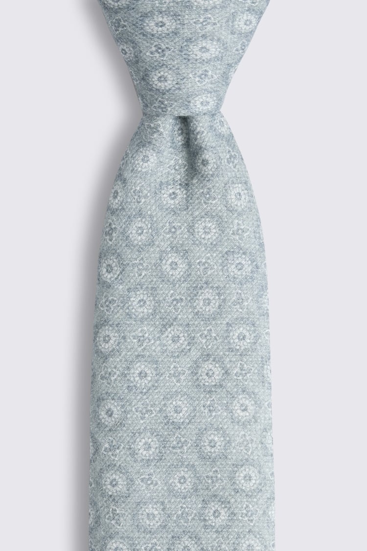 Italian Mid Blue Textured Geometric Tie