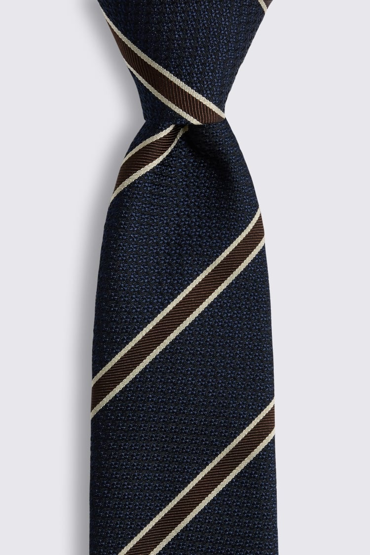 Italian Navy & Brown Striped Tie