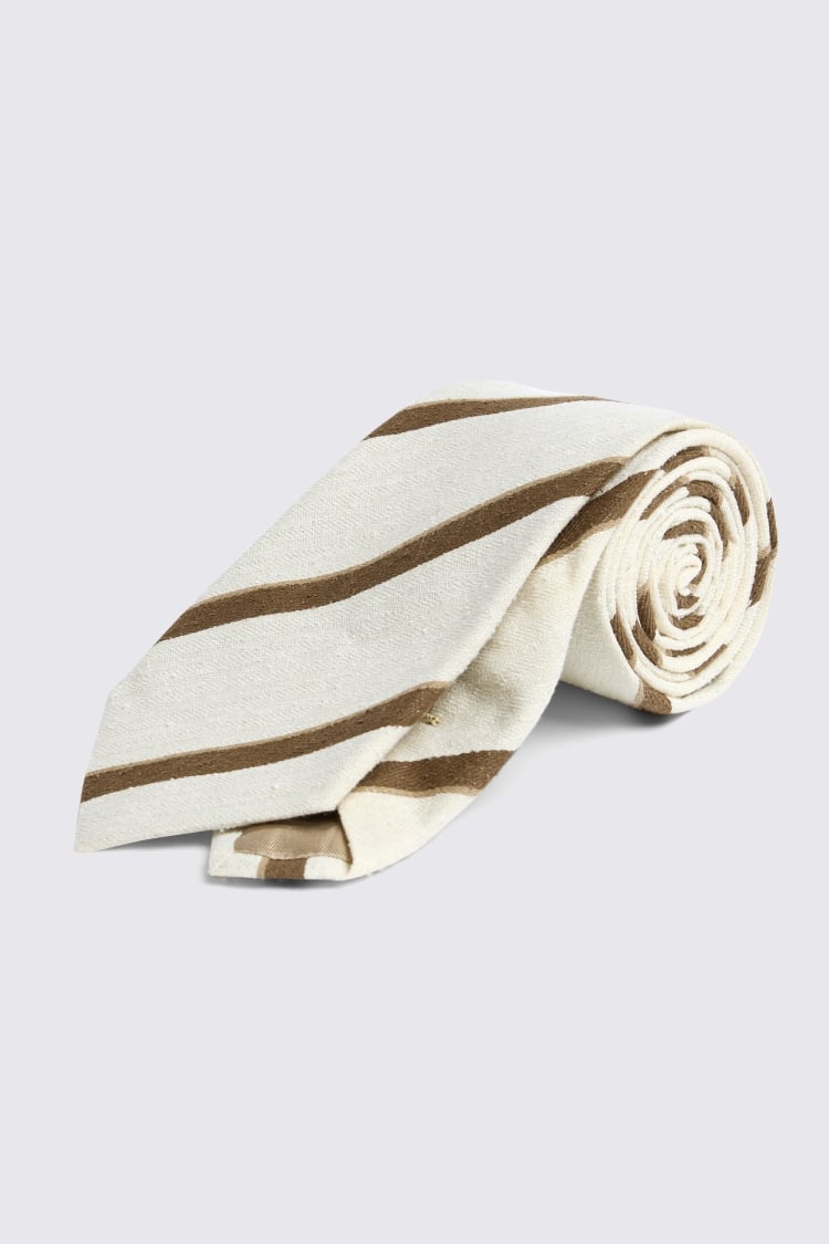 Italian Ecru & Brown Striped Tie