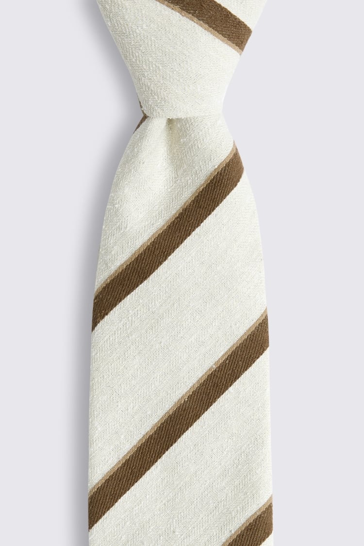 Italian Ecru & Brown Striped Tie