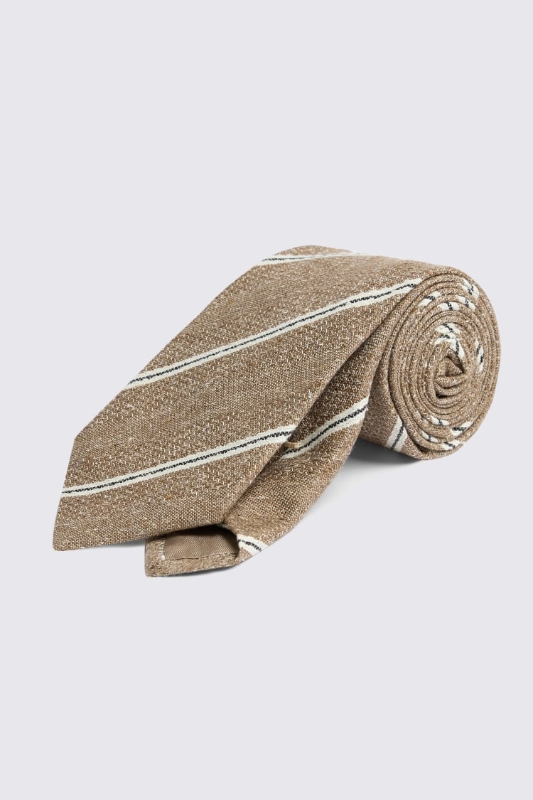 Italian Neutral Textured Striped Tie