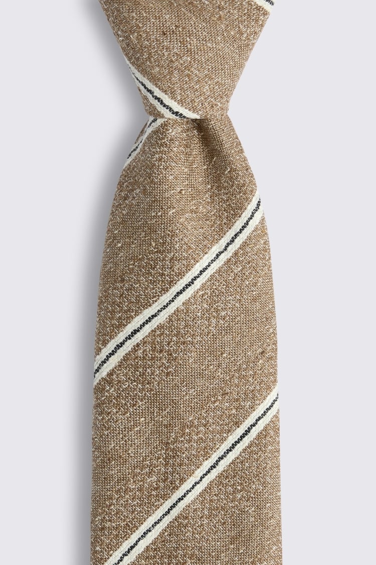 Italian Neutral Textured Striped Tie