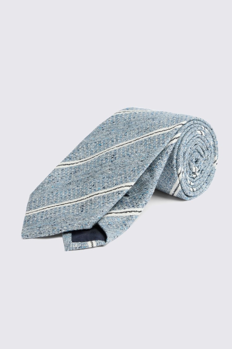 Italian Blue Textured Striped Tie