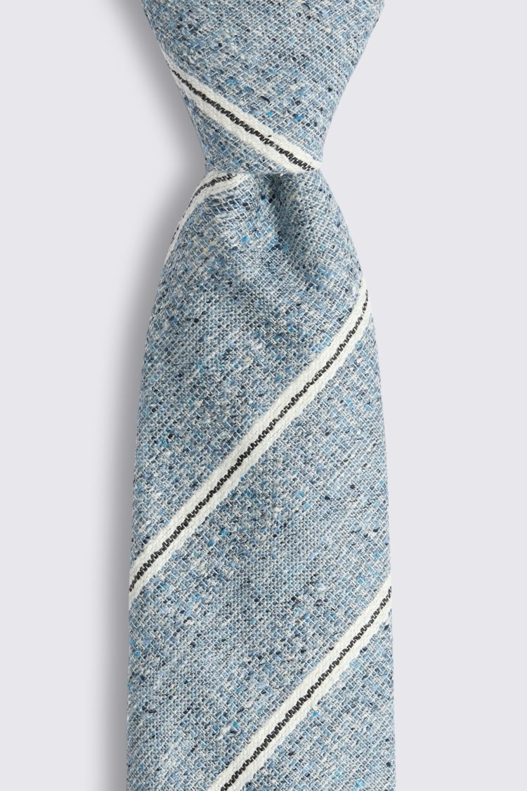 Italian Blue Textured Striped Tie