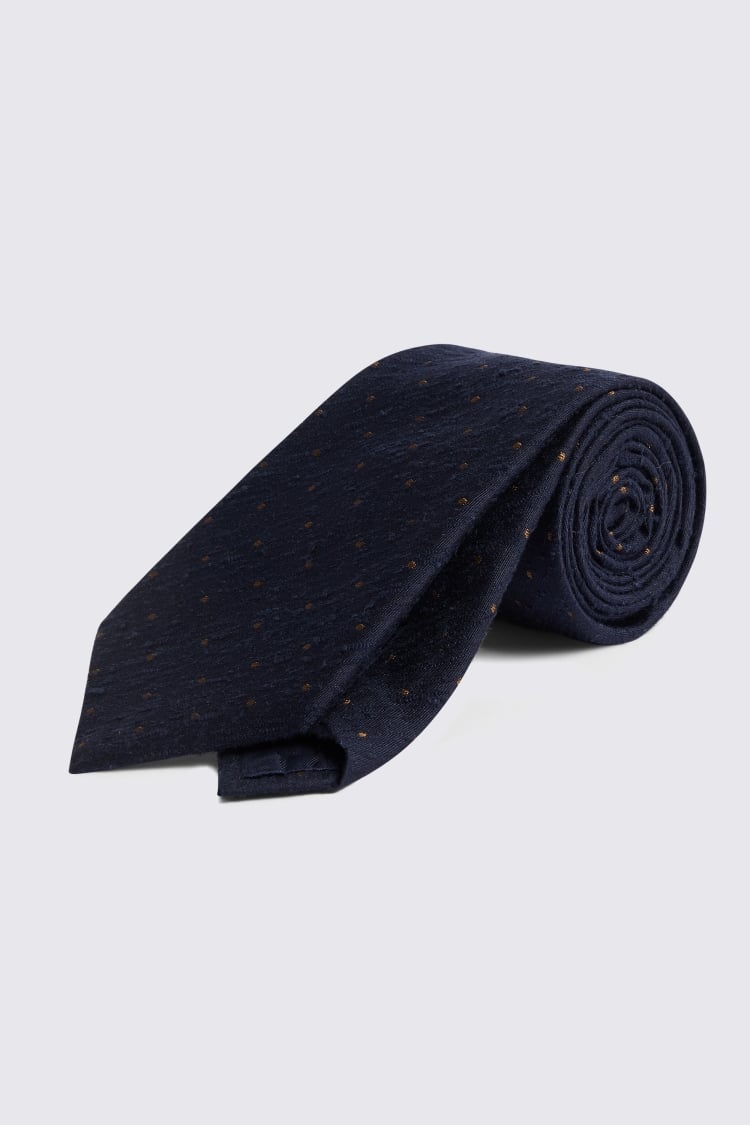 Italian Navy & Copper Textured Spot Tie