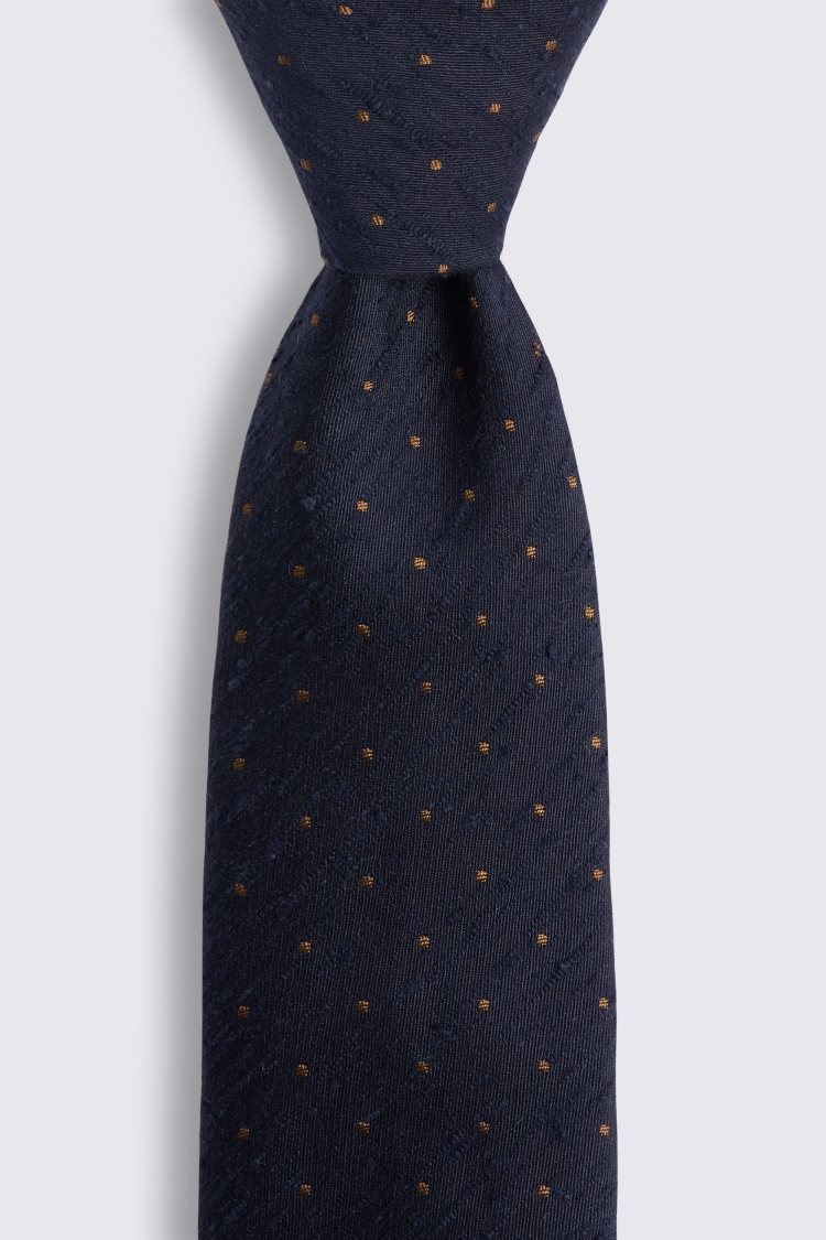 Italian Navy & Copper Textured Spot Tie