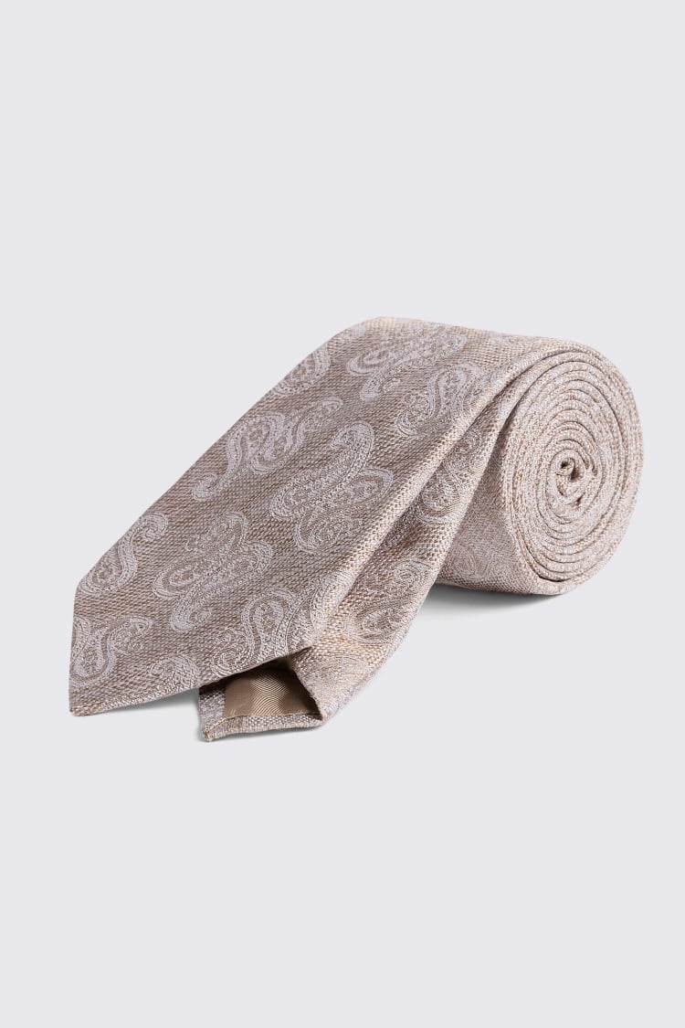 Italian Oatmeal Paisley Tie