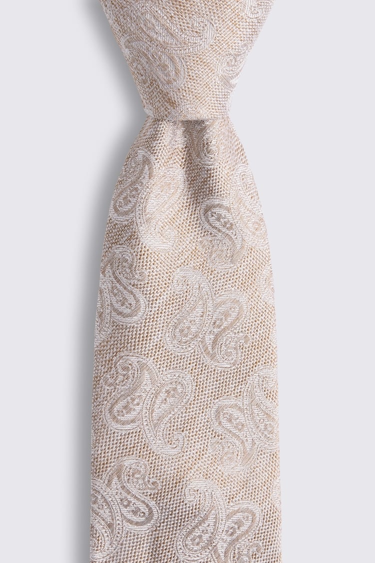 Italian Oatmeal Paisley Tie