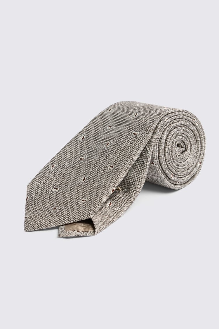 Italian Neutral Paisley Tie