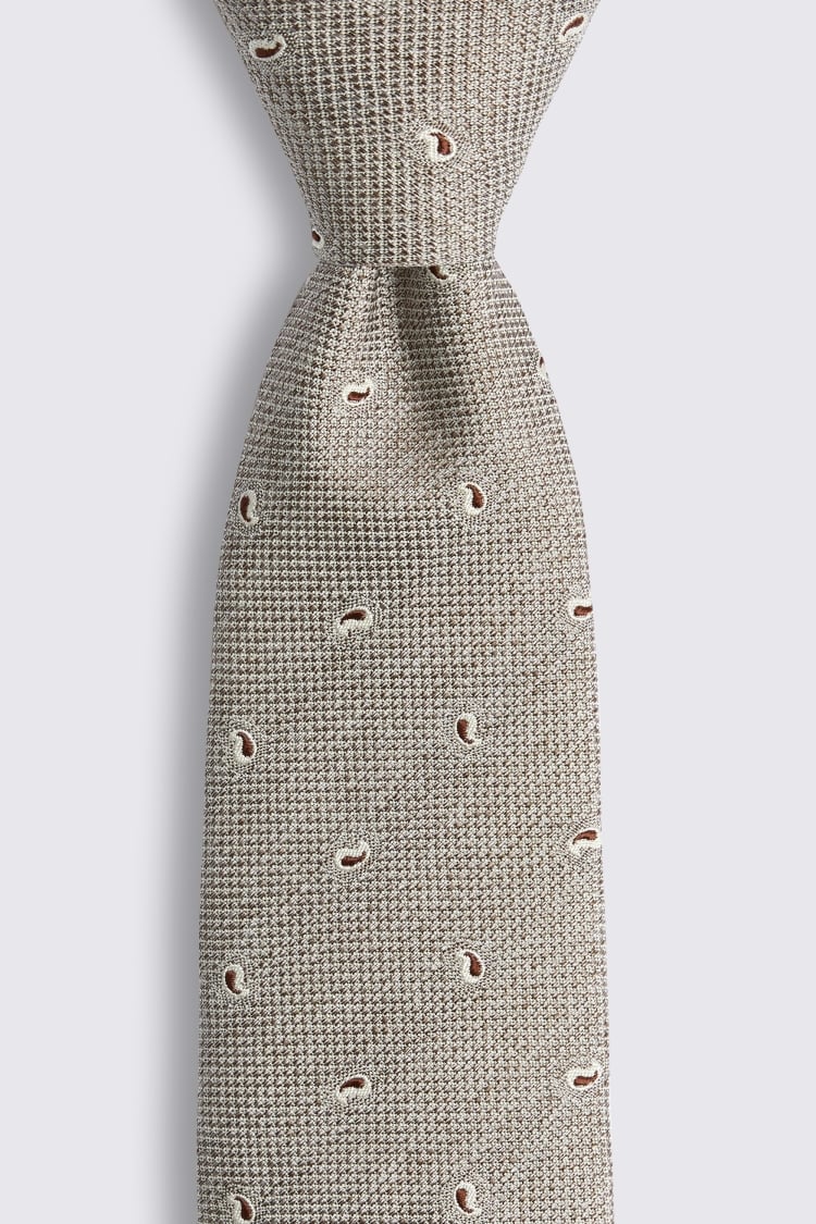 Italian Neutral Paisley Tie