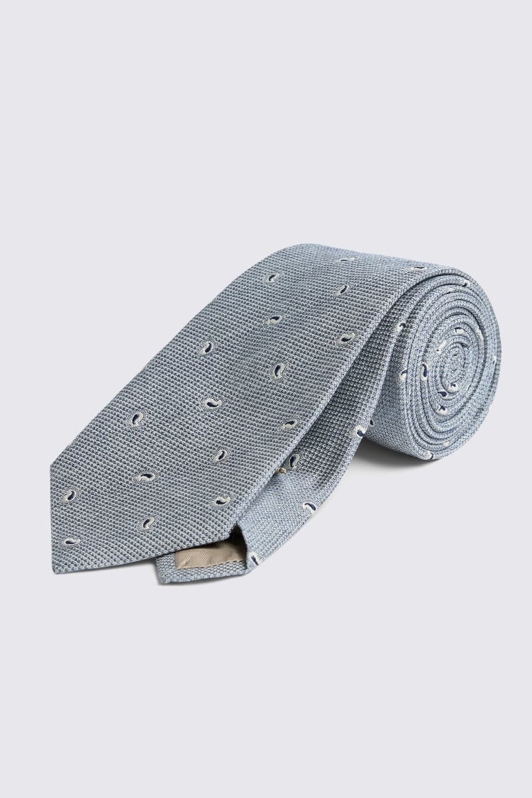 Italian Light Blue Paisley Tie