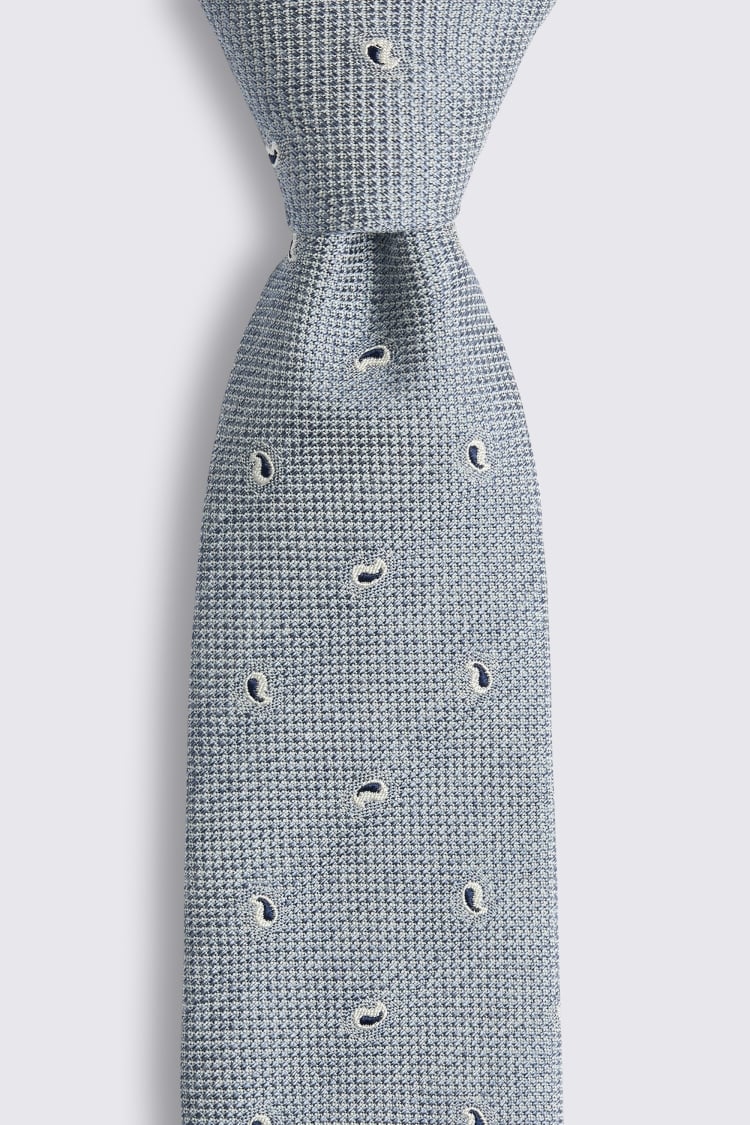 Italian Light Blue Paisley Tie