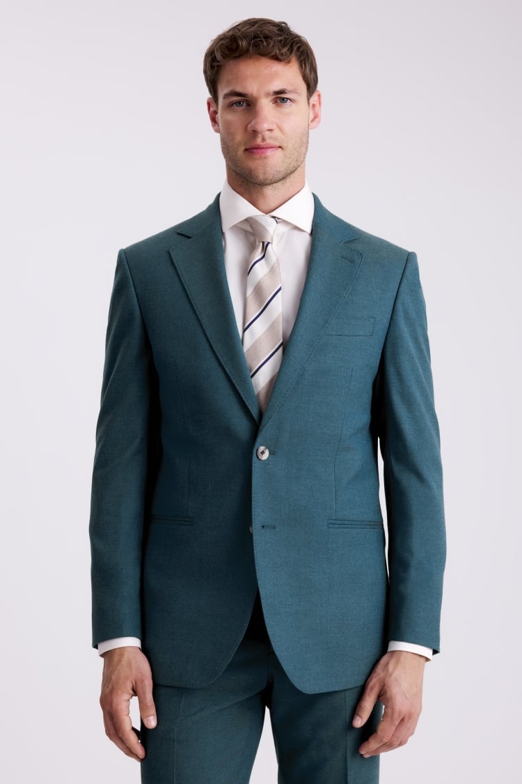Tailored Fit Teal Flannel Suit