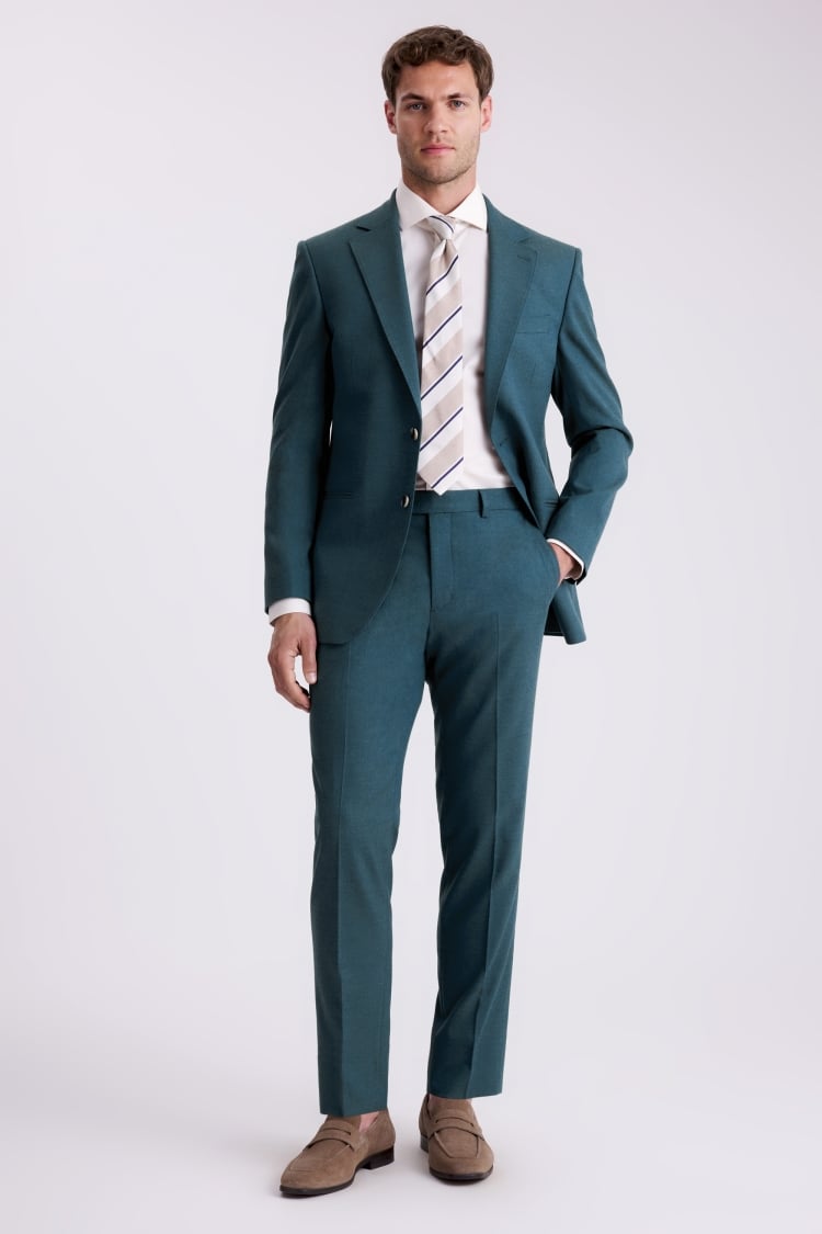 Tailored Fit Teal Flannel Suit
