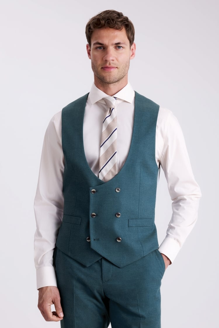 Tailored Fit Teal Flannel Suit