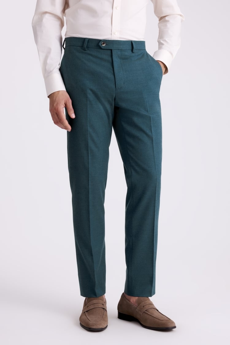 Tailored Fit Teal Flannel Suit