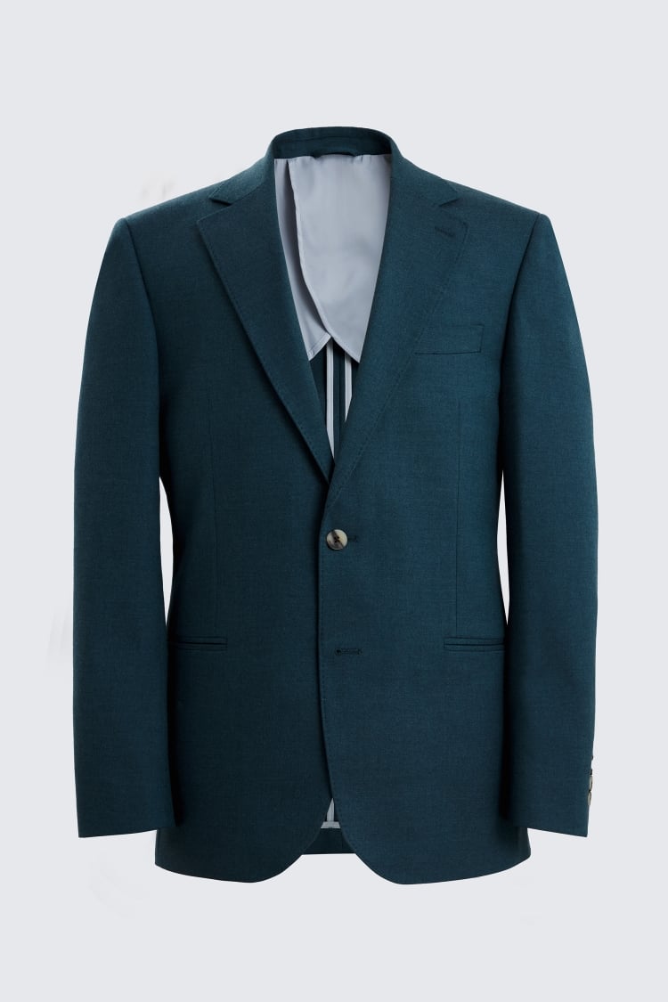 Tailored Fit Teal Flannel Suit