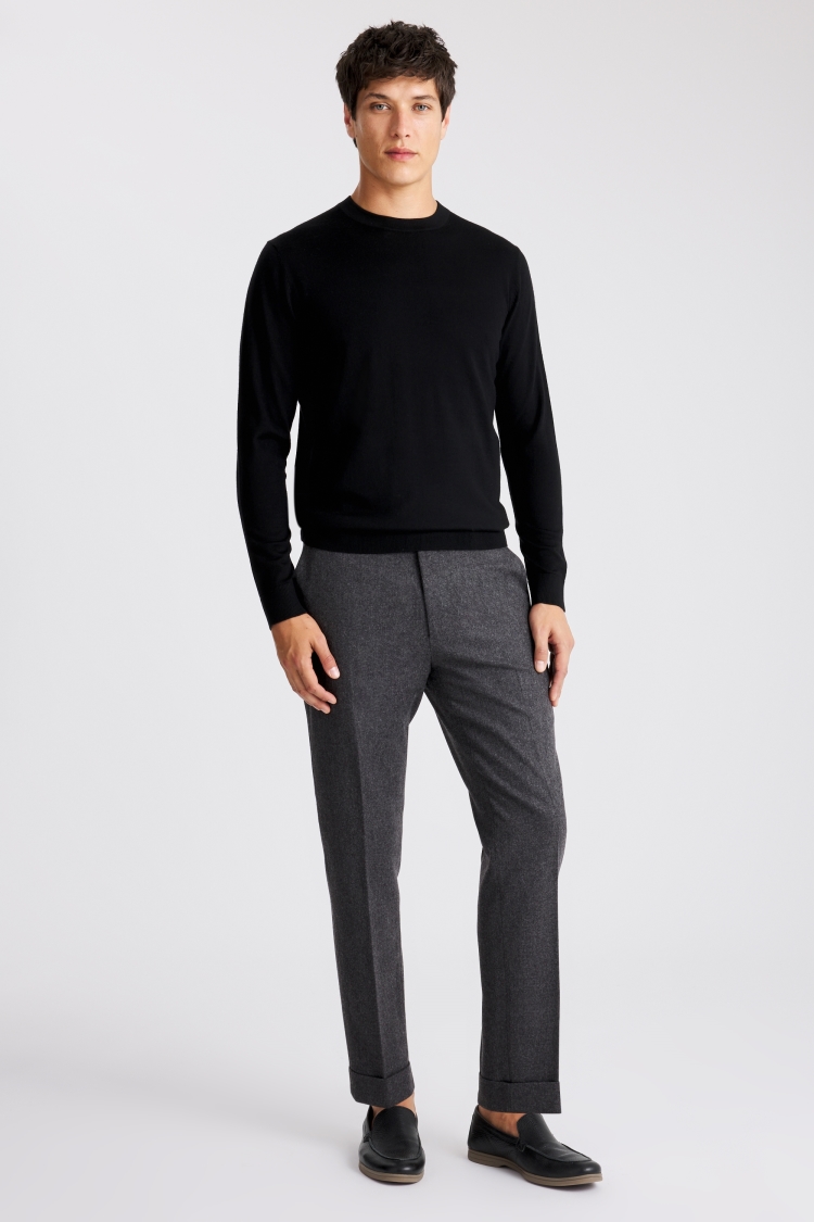 Black Merino Crew-Neck Jumper